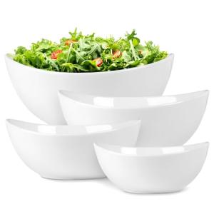 White Ceramic Serving Bowls for Entertaining - Set of 4