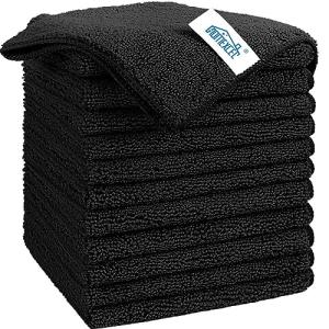 HOMEXCEL Black Microfiber Towels, 12 Pack