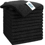 HOMEXCEL Black Microfiber Towels, 12 Pack