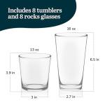 Libbey Preston 16-Piece Tumbler and Rocks Glass Set