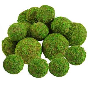 Biubee 18 Pack Decorative Faux Dried Moss Balls- 6pcs 3.1" Artificial Green Plant Mossy Globes+ 12pcs 2.2" Handmade Sphere Moss Gift for Home Dough Bowl Vase Chinoiserie Decors Party Wedding Display