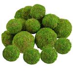 Biubee 18 Pack Decorative Faux Dried Moss Balls- 6pcs 3.1" Artificial Green Plant Mossy Globes+ 12pcs 2.2" Handmade Sphere Moss Gift for Home Dough Bowl Vase Chinoiserie Decors Party Wedding Display