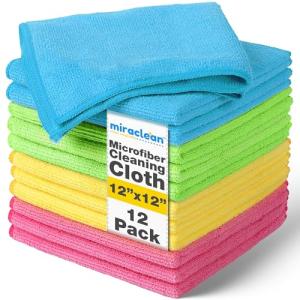 Microfiber Cleaning Cloths 12 Pack – Streak-Free Wipes