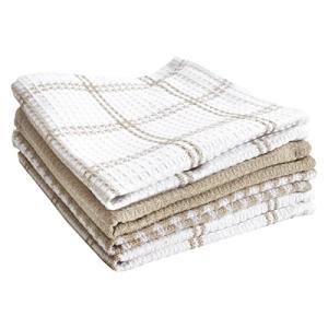 T-Fal Premium Waffle Dish Cloths: Highly Absorbent, Super Soft Long Lasting - 100% Cotton, 12"x13" Flat Waffle Dish Towel for Cleaning & Drying Dishes, (4-Pack), Sand
