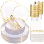175-Piece Clear and Gold Plastic Dinnerware Set