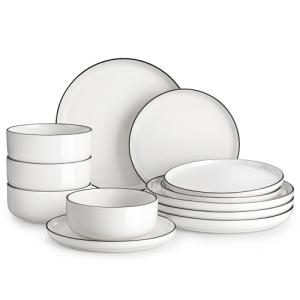 MALACASA 12-Piece Modern Porcelain Dinnerware Set