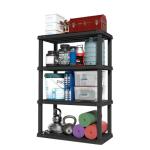 Heavy Duty 4-Shelf Plastic Storage Unit - Black