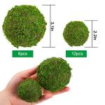Biubee 18 Pack Decorative Faux Dried Moss Balls- 6pcs 3.1" Artificial Green Plant Mossy Globes+ 12pcs 2.2" Handmade Sphere Moss Gift for Home Dough Bowl Vase Chinoiserie Decors Party Wedding Display