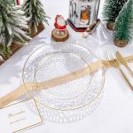 175-Piece Clear and Gold Plastic Dinnerware Set