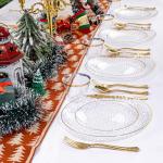 175-Piece Clear and Gold Plastic Dinnerware Set