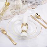 175-Piece Clear and Gold Plastic Dinnerware Set
