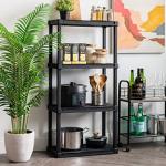 Heavy Duty 4-Shelf Plastic Storage Unit - Black