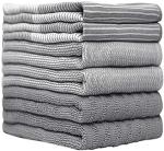 Premium Kitchen Towels (20”x 28”, 6 Pack) | Large Cotton Dish Towels | Flat & Terry Highly Absorbent Kitchen Linen Set with Hanging Loop | Gray