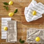 KitchenAid Albany Kitchen Towel 4-Pack Set, Milkshake Tan/White, 16"x26"