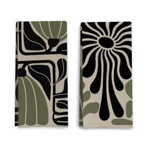 Sage Green Retro Kitchen Towels Set of 2