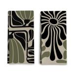 Sage Green Retro Kitchen Towels Set of 2