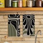 Sage Green Retro Kitchen Towels Set of 2