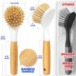 Holikme Bamboo Dish Brush Set for Kitchen Cleaning