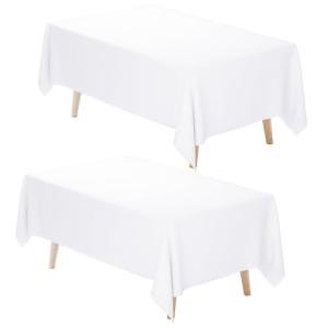 White Rectangle Tablecloths 60 x 102 Inch, 2 Pack