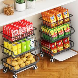 Miyawell 3-Tier Rolling Pantry Cart with Wheels
