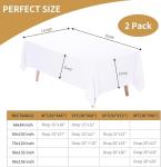 White Rectangle Tablecloths 60 x 102 Inch, 2 Pack