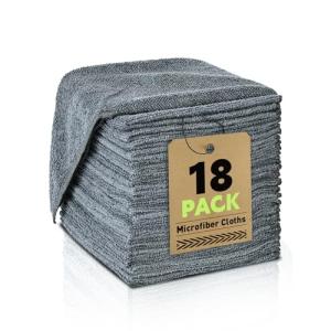 18-Pack Gray Microfiber Cleaning Cloths for Home