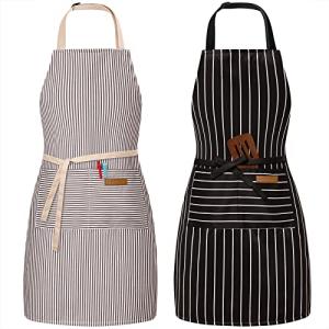 Adjustable 2-Pack Bib Aprons with Pockets
