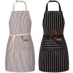 Adjustable 2-Pack Bib Aprons with Pockets