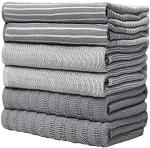 Premium Kitchen Towels (20”x 28”, 6 Pack) | Large Cotton Dish Towels | Flat & Terry Highly Absorbent Kitchen Linen Set with Hanging Loop | Gray