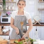 DILLMAN Adjustable Striped Kitchen Apron with Pockets