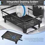 Large Capacity Rustproof Dish Drying Rack with Drainboard
