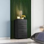 ODK Black 4-Drawer Fabric Dresser for Bedrooms