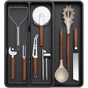 Expandable Utensil Drawer Organizer with 3 Compartments
