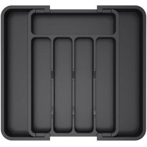 Expandable Kitchen Silverware Drawer Organizer, Black