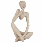 Ozzptuu Sandstone Resin Thinker Style Abstract Sculpture Statue Collectible Figurines Home Office Bookshelf Desktop Decor(Small Sandstone,Left)