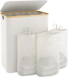 Extra Large Beige 3-Section Laundry Basket with Lid