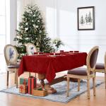 Romanstile Christmas Jacquard Rectangle Tablecloth - Winter Waterproof Damask Floral Decorative Table Cloths Heavy Weight Fabric Table Covers for Dinner/Parties/Holiday - 60 x 84 Inch, Red