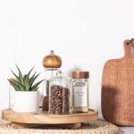 10" Wooden Round Tray for Bathroom and Kitchen