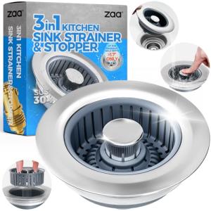 3-in-1 Stainless Steel Sink Strainer & Stopper