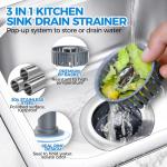 3-in-1 Stainless Steel Sink Strainer & Stopper
