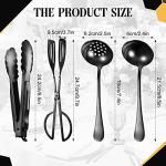 19-Piece Stainless Steel Flatware Serving Set - Black