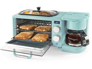 Retro 3-in-1 Breakfast Station with Toaster, Griddle, Coffee Maker