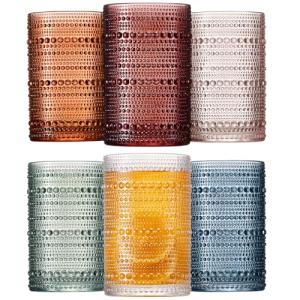 Mfacoy Vintage Hobnail Drinking Glasses Set of 6