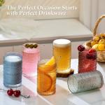 Mfacoy Vintage Hobnail Drinking Glasses Set of 6