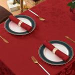Romanstile Christmas Jacquard Rectangle Tablecloth - Winter Waterproof Damask Floral Decorative Table Cloths Heavy Weight Fabric Table Covers for Dinner/Parties/Holiday - 60 x 84 Inch, Red
