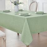 Veblandy Rectangle Tablecloth Linen Textured Waterproof & Stain Resistant Table Cloth Wrinkle Free Decorative Fabric Farmhouse Table Cover for Dining/Party/Buffet/Wedding, 52 x 70 Inch, Sage Green