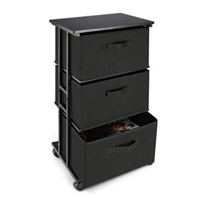 Black 3-Drawer Fabric Dresser Tower Unit