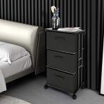 Black 3-Drawer Fabric Dresser Tower Unit