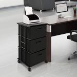 Black 3-Drawer Fabric Dresser Tower Unit