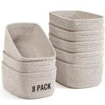 Set of 8 Woven Storage Baskets - Brown